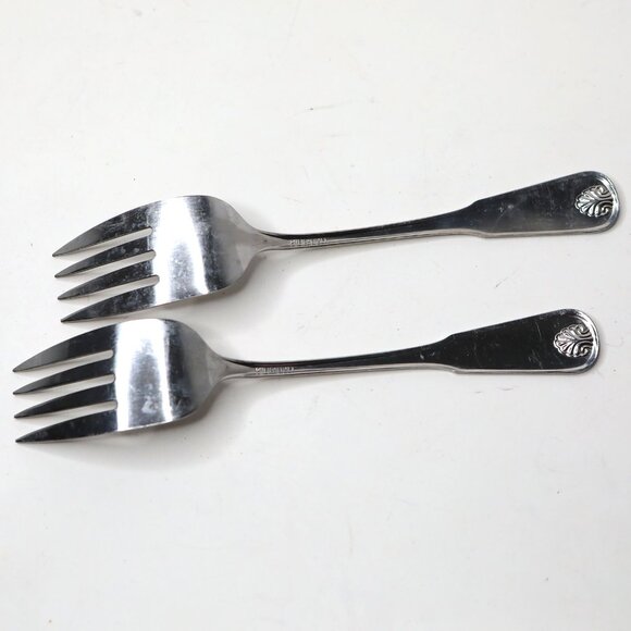 Vintage Oneida Craft Large Stainless Steel Serving Forks Classic Shell Pattern 2 - Picture 6 of 7